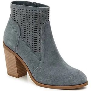NWOT Crown Vintage Taudia Slate Blue Suede Ankle Boots Booties Block Heel sz 9